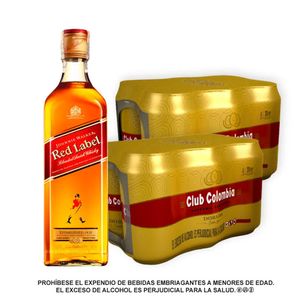 Whisky Red Label 1000ml + Club Colombia Dorada Lata 330 x 12