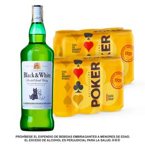 Combo Black and White Botella 700 ml + Poker Lata 330 x 12