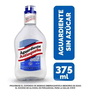 Aguardiente Antioqueño Azul Sin Azúcar botella 375ml