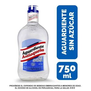 Aguardiente Antioqueño Azul Sin Azúcar botella 750ml
