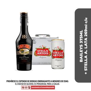 Combo Madres Sixpack Stella Artois Lata 269 + Botella Baileys 375ml