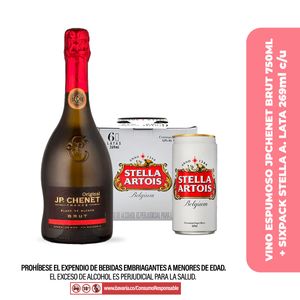 Combo Madres Sixpack Stella Artois Lata 269 + Botella JP Chennet Brut 750ml