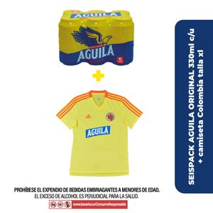 Combo 6 Pack Aguila Origina Lata 330+Camiseta Selección Talla XL
