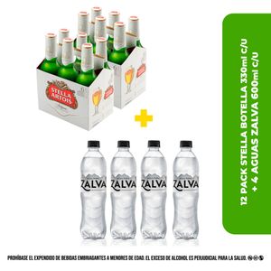 12 Pack Stella Botella 330ml + 4 Agua Zalva 600ml