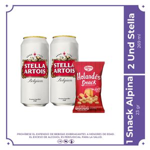 Snacks Queso Holandes + 2 Latas Stella Artois x 269ml