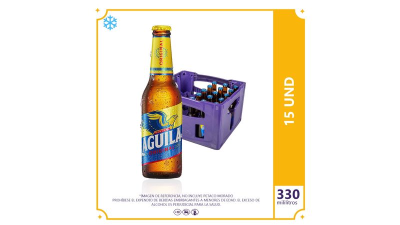 Medio Petaco Cerveza Aguila 330ml Retornable x 15 Unds - TaDa Colombia