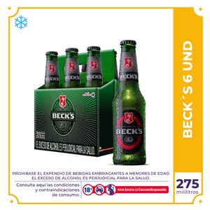 Cerveza Becks Botella 275ml x 6