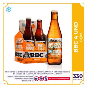 Cerveza  BBC Cajica Miel botella 330ml x 4