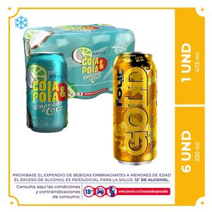 6pack C&P Limonada de Coco lata 330ml + Fourloko Gold lata 473ml