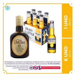 6 Pack Coronita Botella 210 + Whisky Old Parr 12 años Botella 500ml