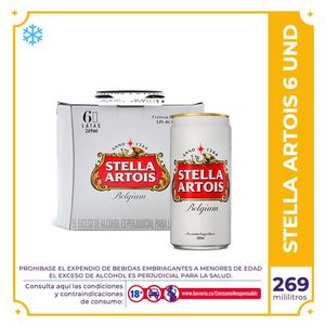Cerveza  Stella Artois lata 269ml x 6