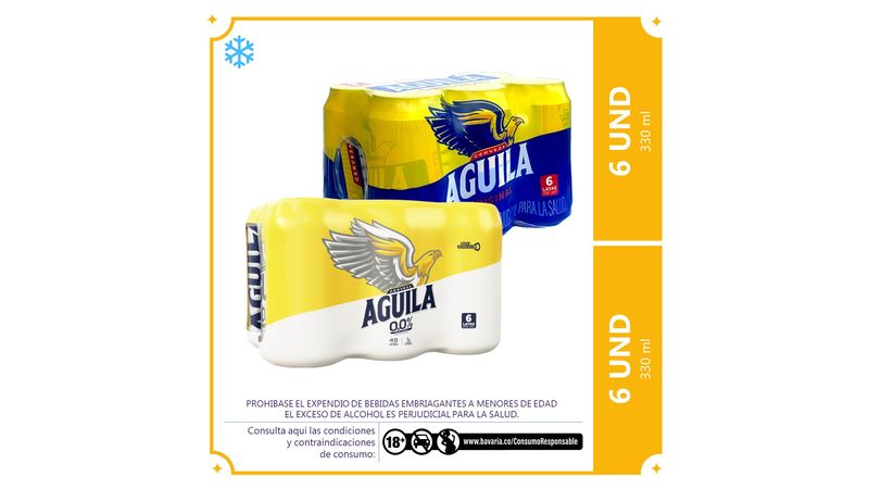 6 Pack Aguila Original Lata 330+ 6Pack Aguila  Lata 330 - TaDa Colombia