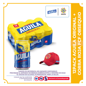 12Pack Aguila Original Lata 330ml + Gorra Roja Aguila FCF