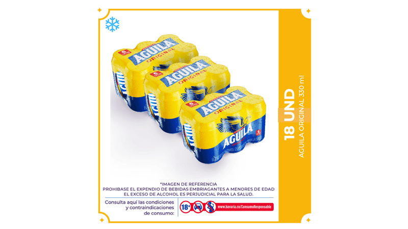 18Pack Cerveza Aguila Original Lata 330ml - TaDa Colombia